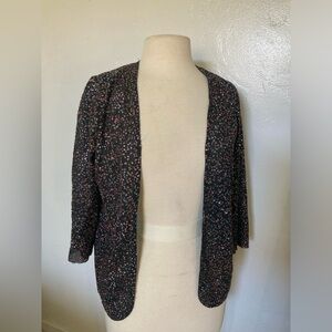 1980’s vintage Sparkle Rainbow stamped chiffon black Pullover cardigan
